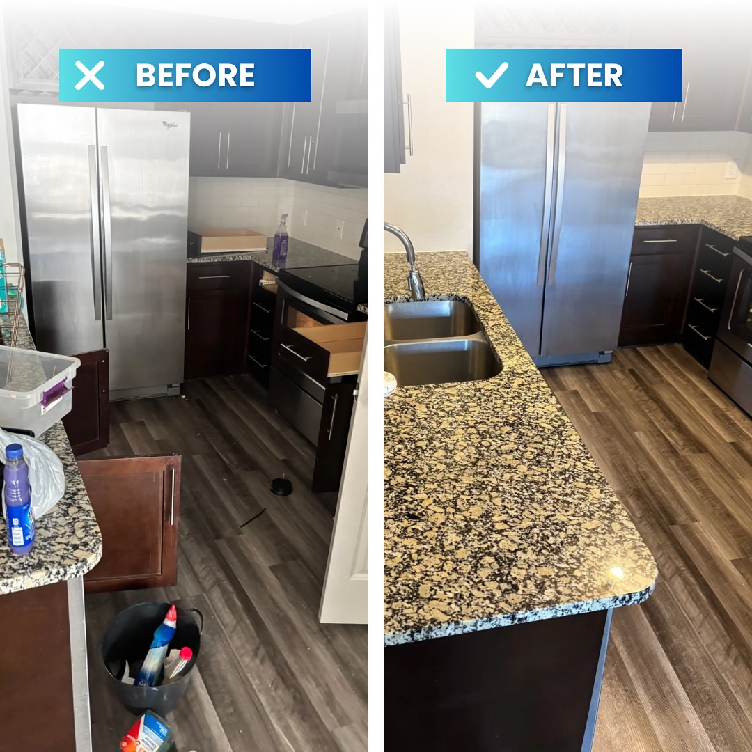 Before and after kitchen deep clean